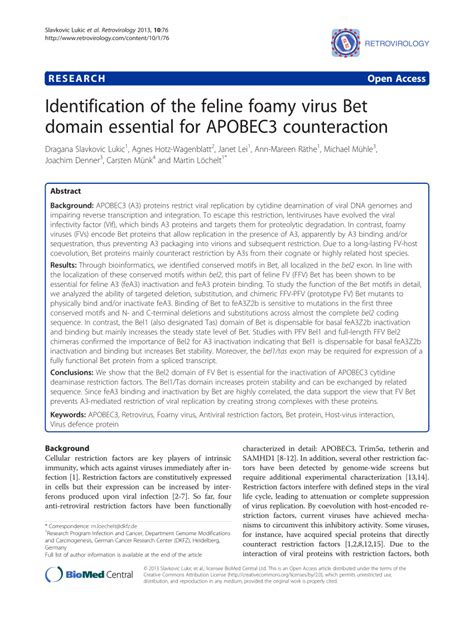 Identification of the feline foamy virus Bet domain essential for ...